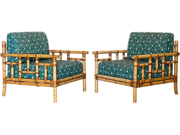 Pair of bamboo armchairs Vivai del Sud, 70s