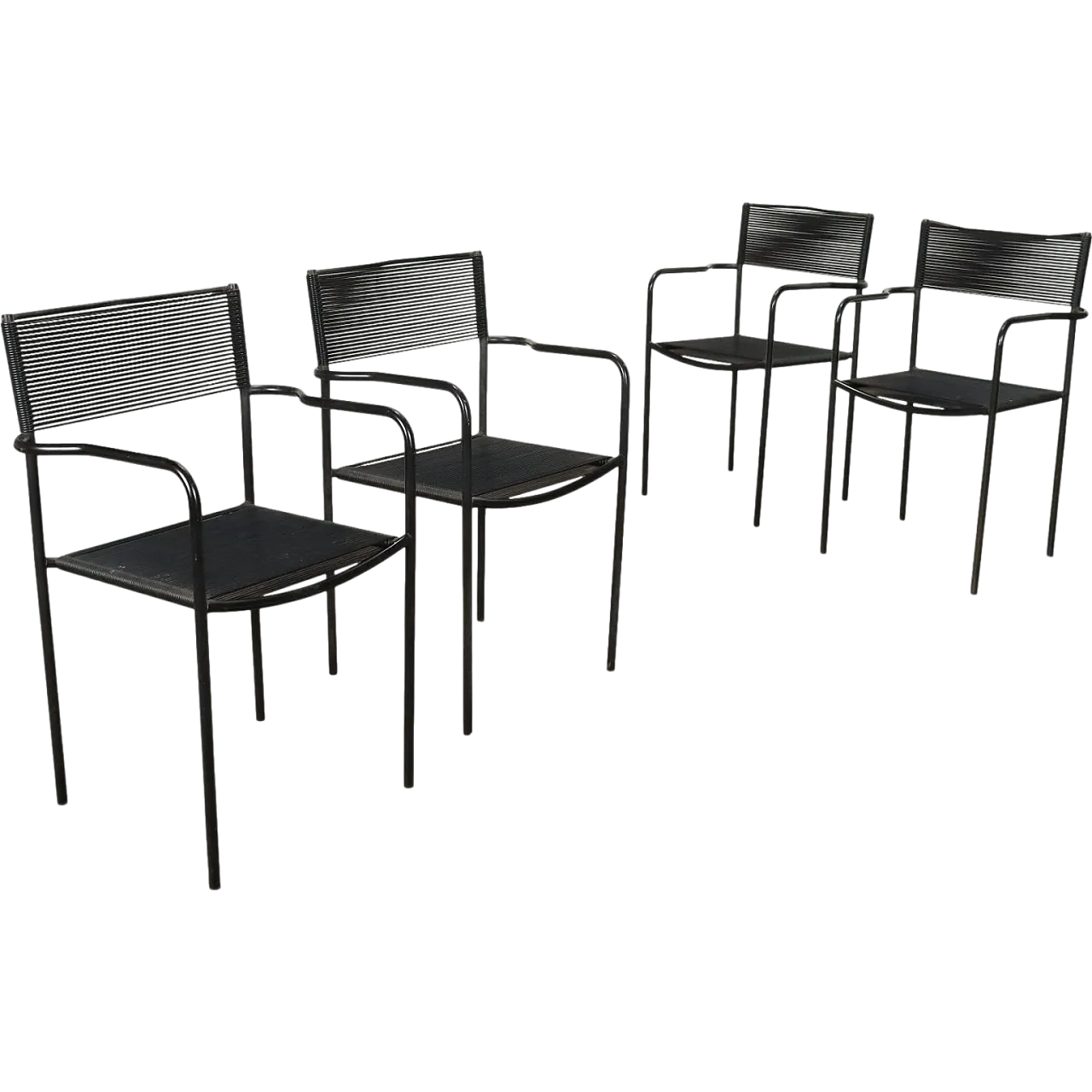 4 Spaghetti chairs by G. Belotti  for Alias in plastic metal, 1980s 10