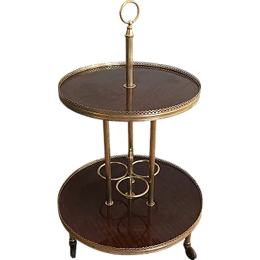 Mahogany and brass round beverage cart, 1940s