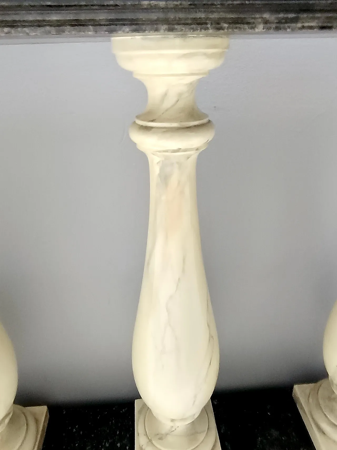 Hand-painted beechwood ivory marble Console, two vases, 1970s 9