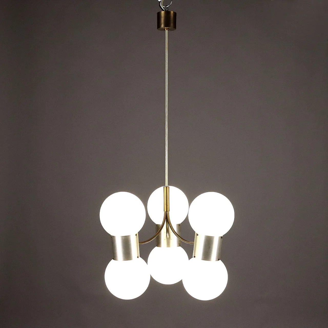 Ceiling lamp aluminium by Gino Sarfatti 1970s 1