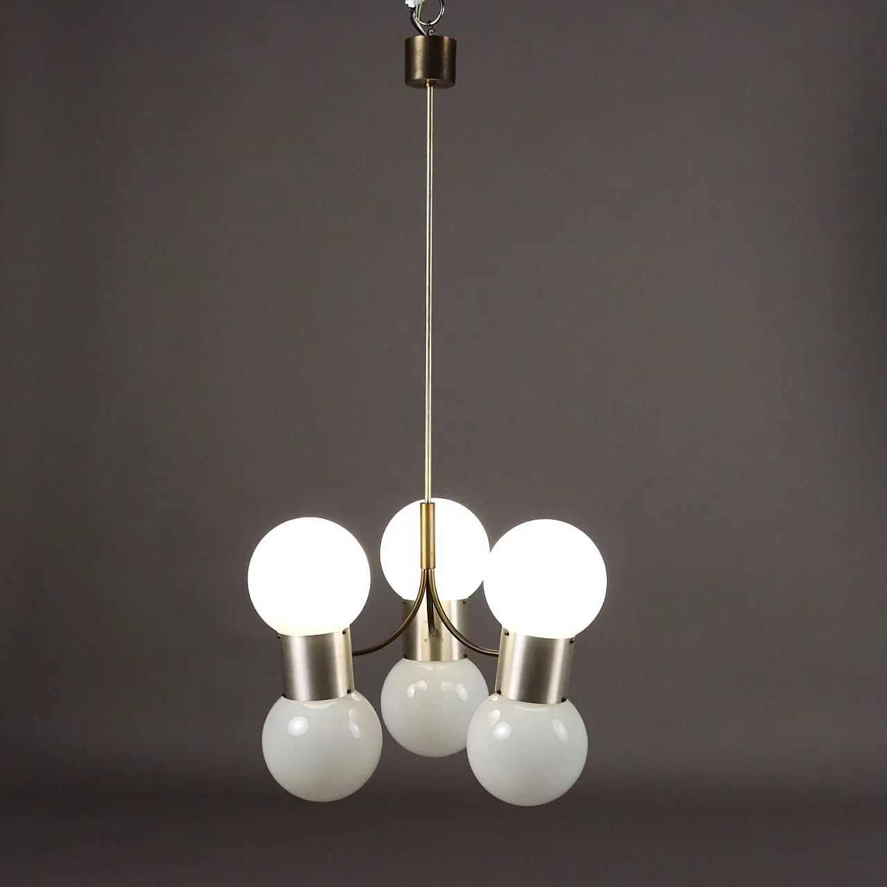 Ceiling lamp aluminium by Gino Sarfatti 1970s 3