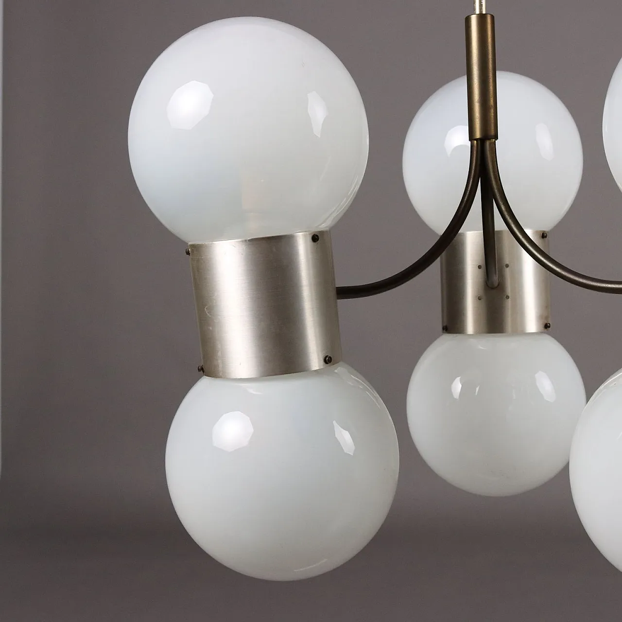 Ceiling lamp aluminium by Gino Sarfatti 1970s 8