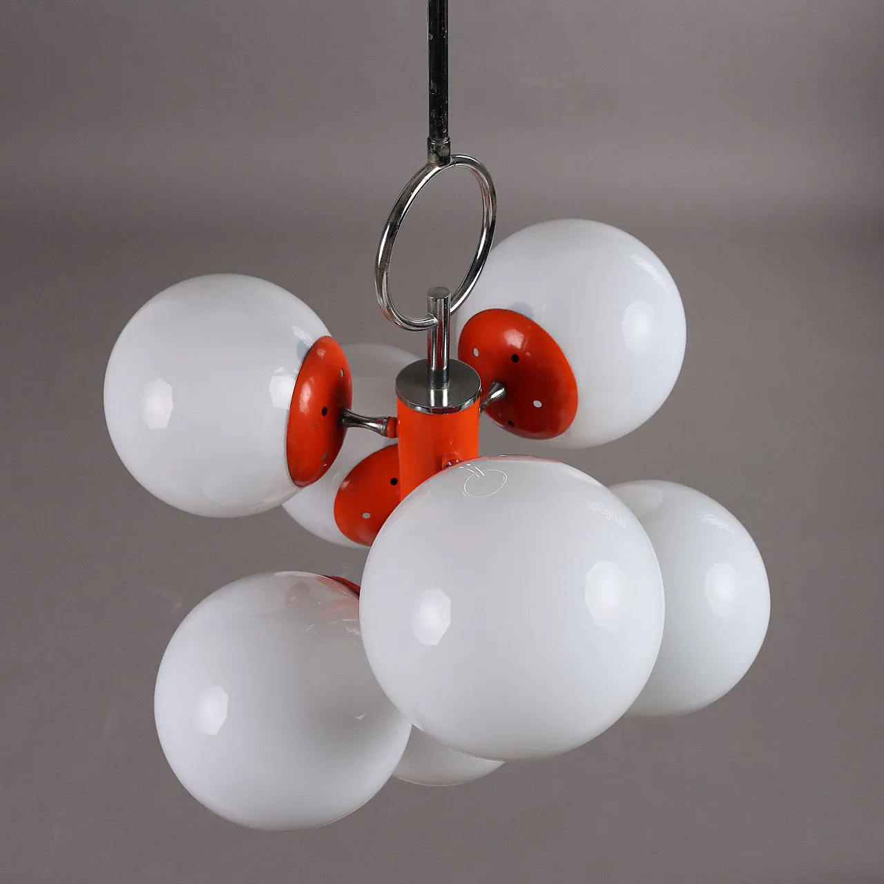 Metal and glass ceiling lamp, 1970s 8