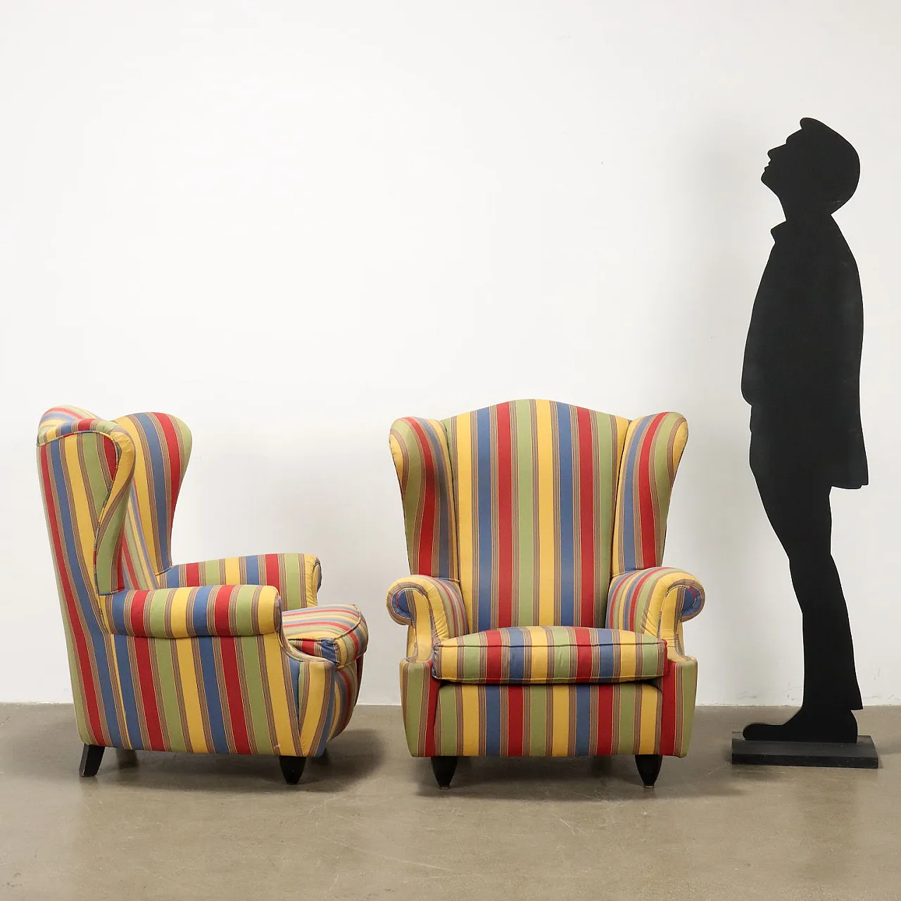 Bergère armchairs in fabric and wood, mid-19th century 2