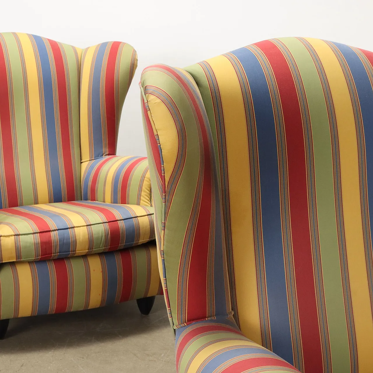 Bergère armchairs in fabric and wood, mid-19th century 3