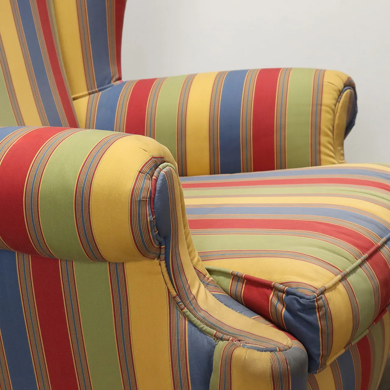 Bergère armchairs in fabric and wood, mid-19th century 6