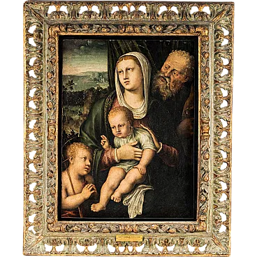 Holy Family with Saint John, oil on wood, 16th century