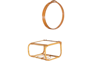 Pair of wicker shelves with mirror, 1970s