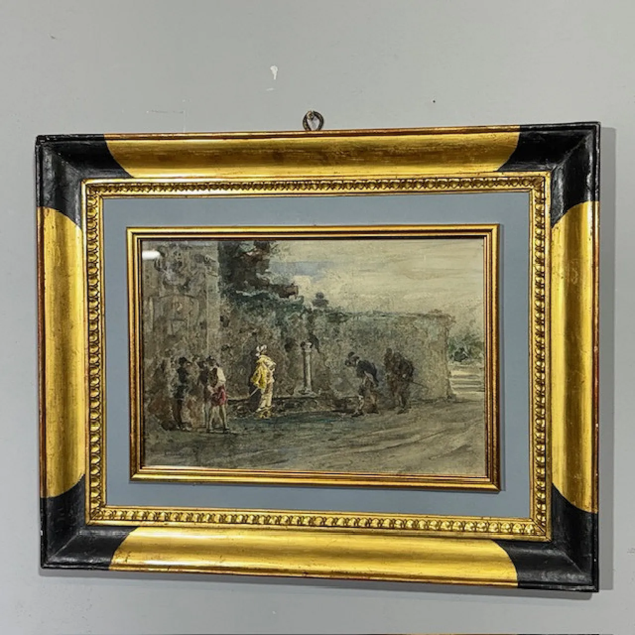 Painting acquarello Filippo Carcano, 19th century 2