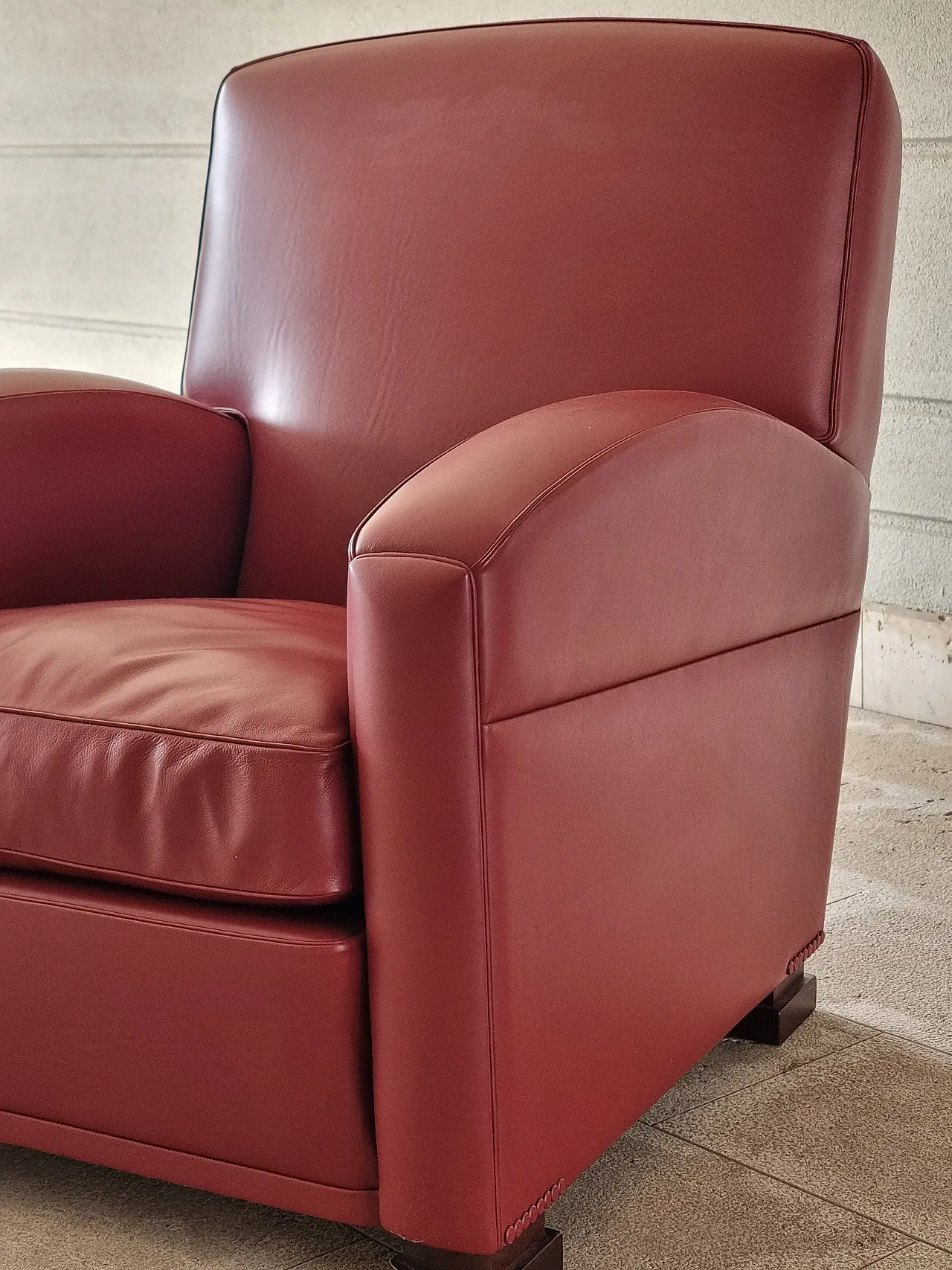 Pair of red armchairs, 90s 3