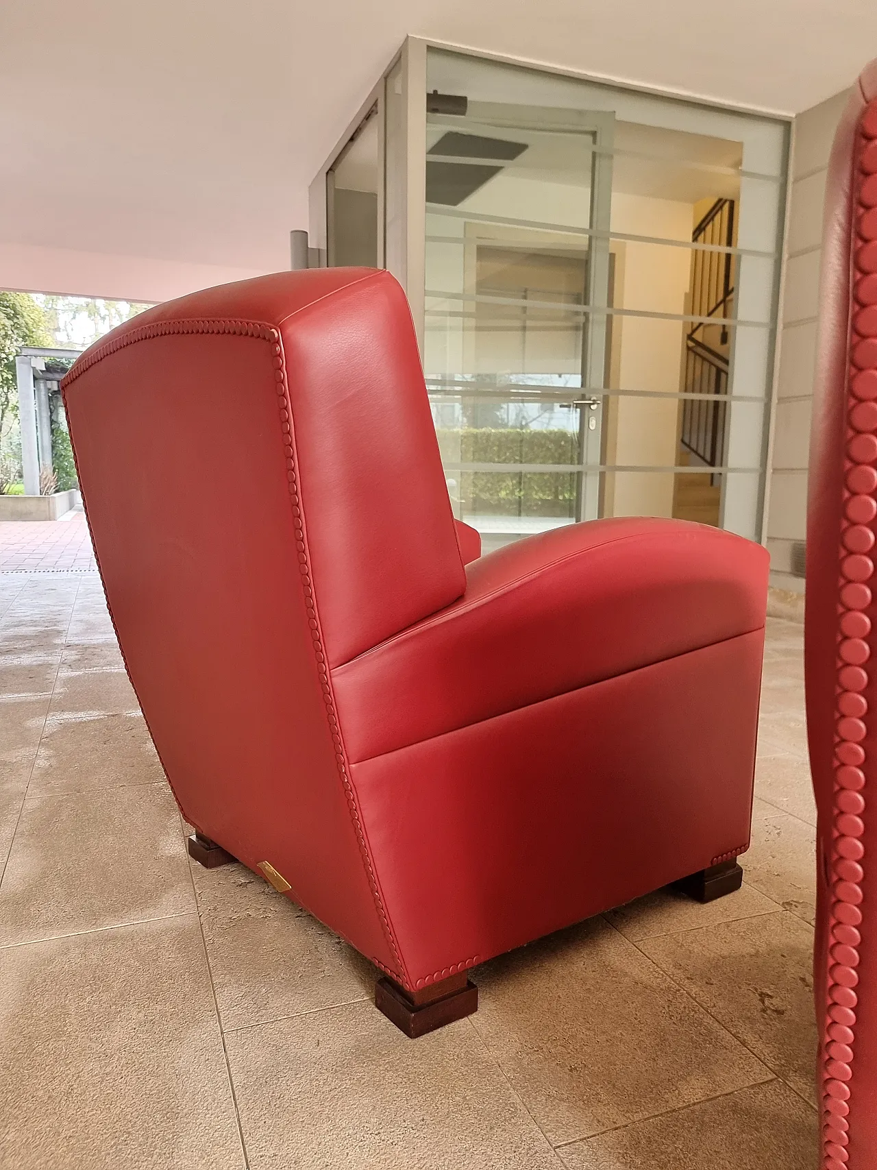 Pair of red armchairs, 90s 4