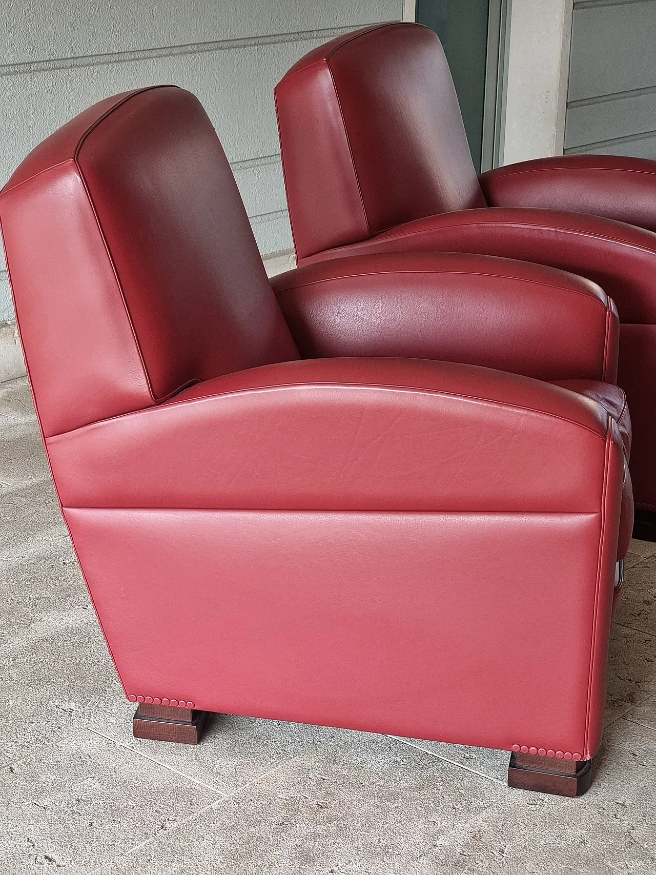 Pair of red armchairs, 90s 10