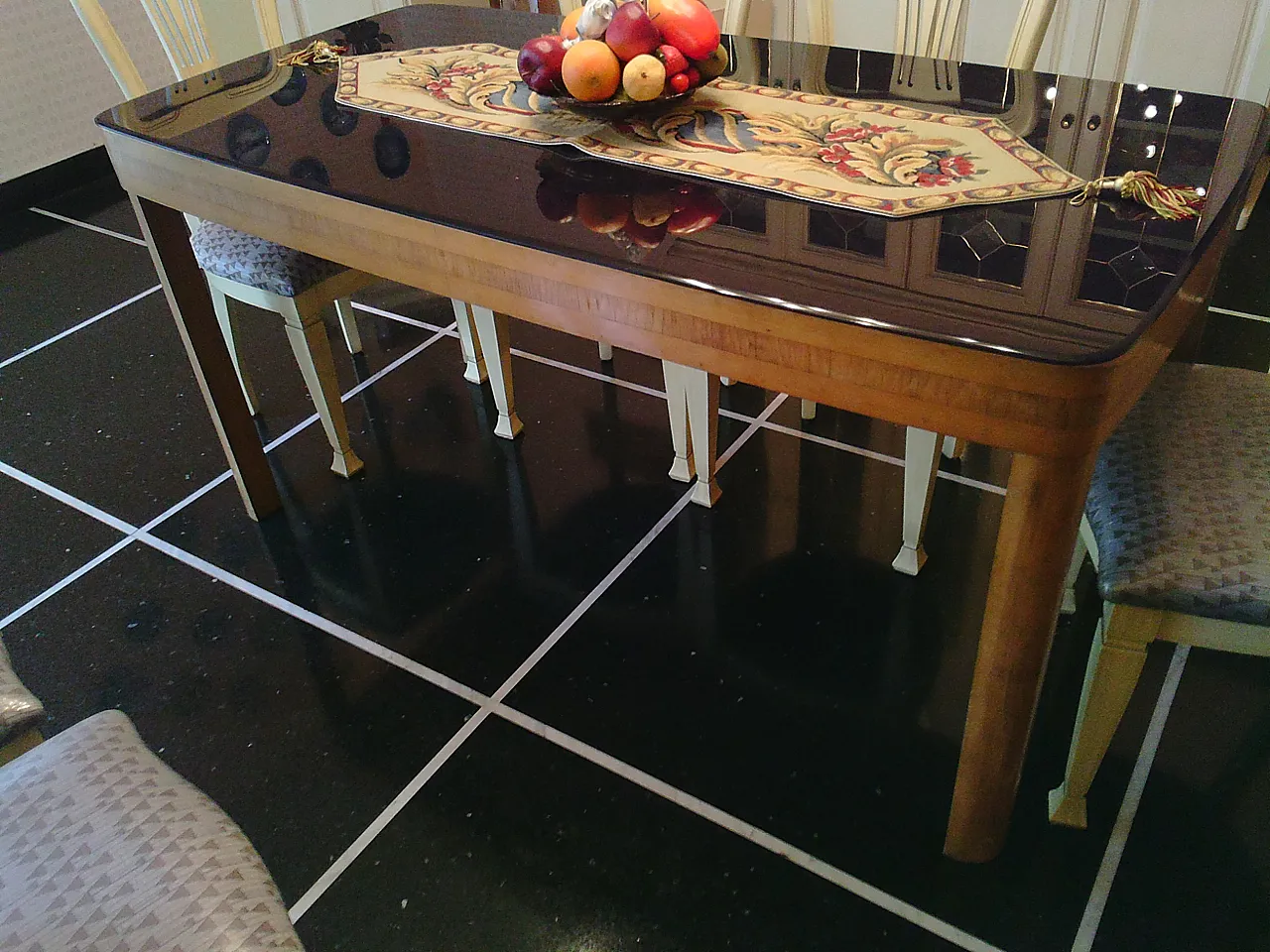 Rectangular wood and glass table, 50s 8