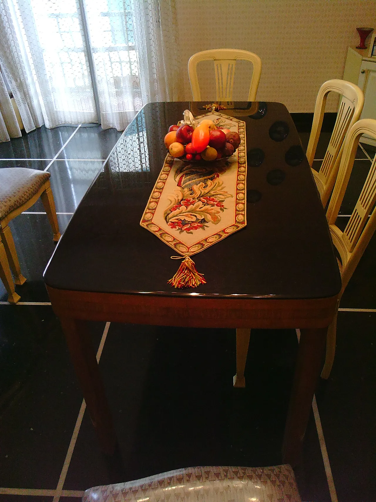 Rectangular wood and glass table, 50s 9