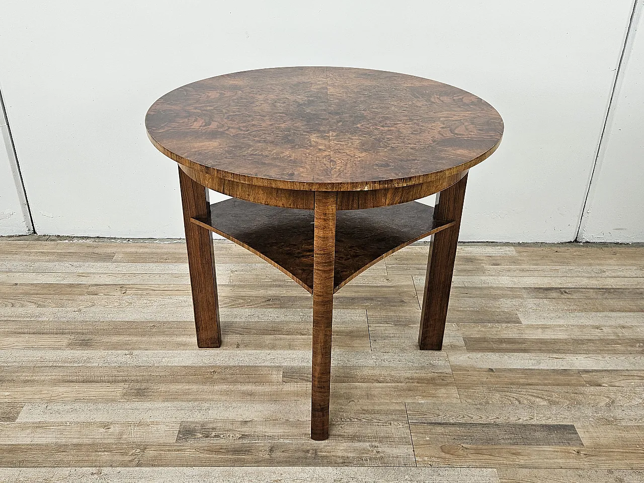 Rotondo art table Decò in walnut, 40s 1