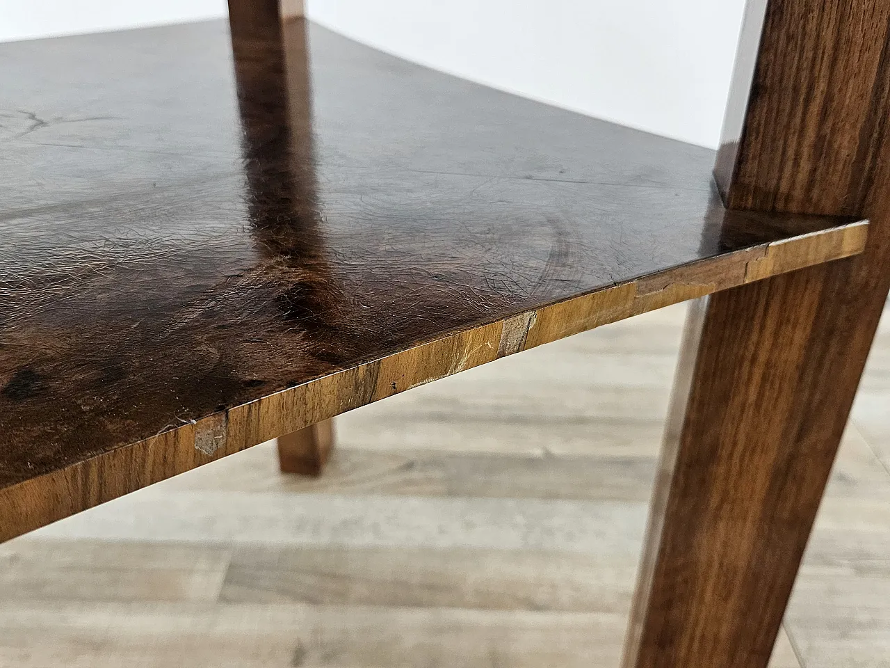 Rotondo art table Decò in walnut, 40s 18