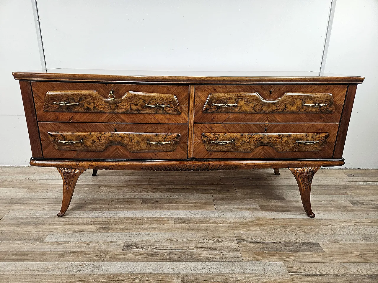 Mid Century chestnut in walnut with glass top 2