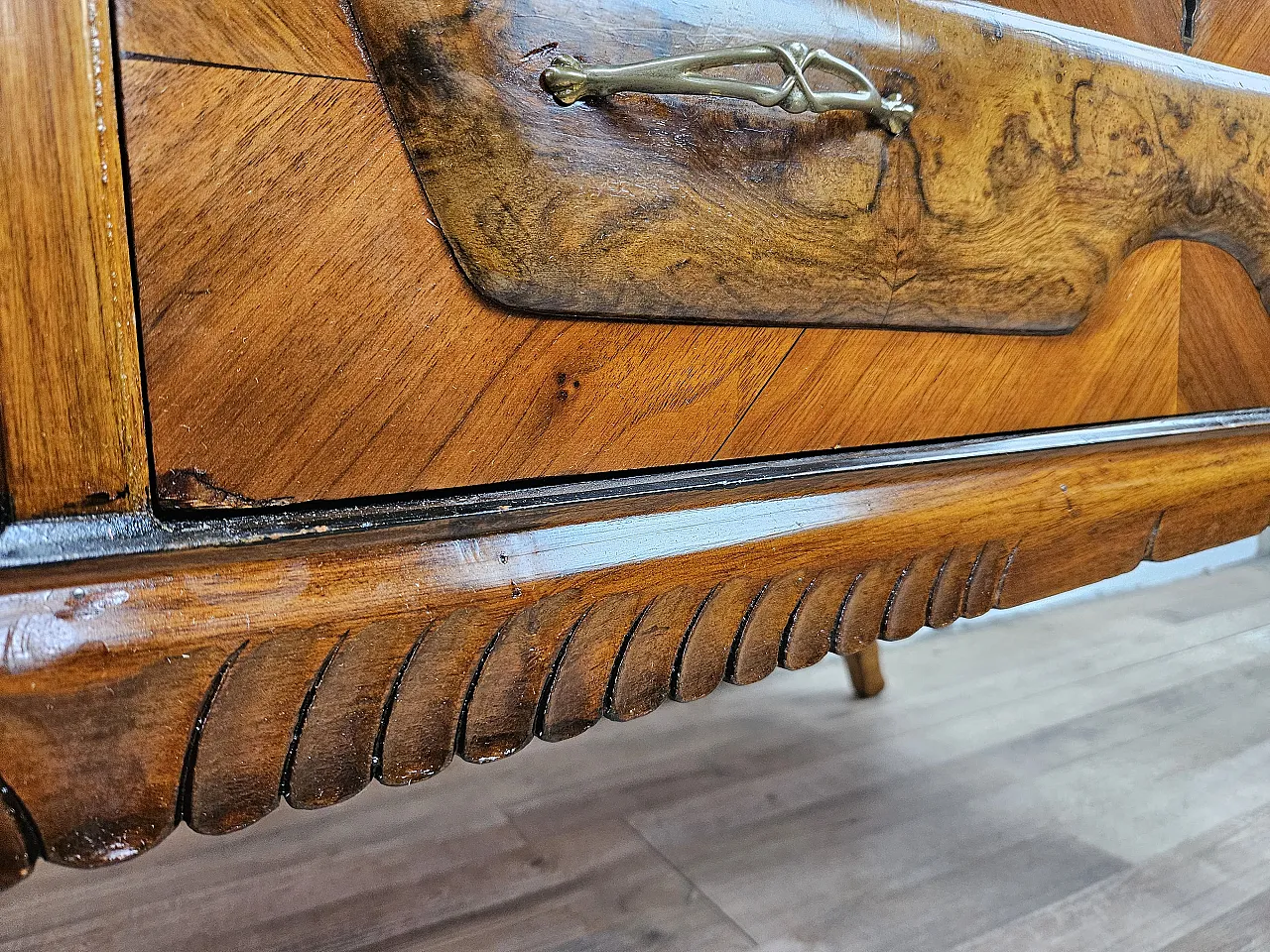 Mid Century chestnut in walnut with glass top 23