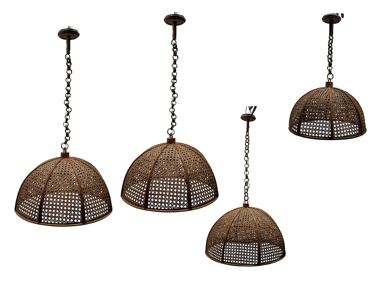 4 Italian Rattan Pendants, 1960s 1