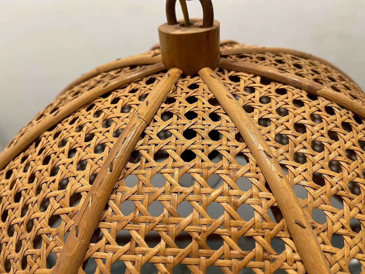 4 Italian Rattan Pendants, 1960s 3