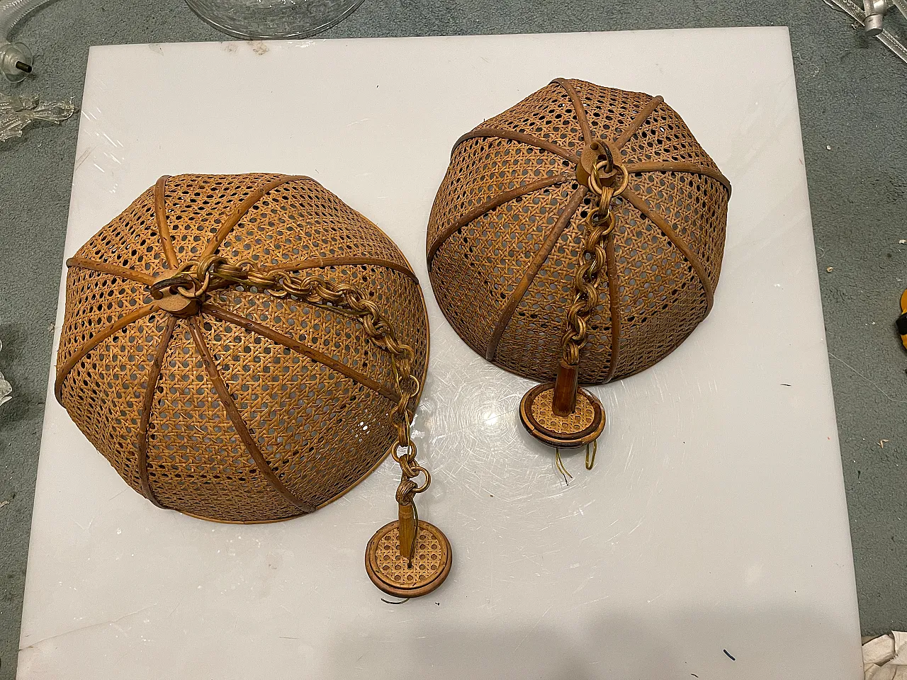 4 Italian Rattan Pendants, 1960s 12