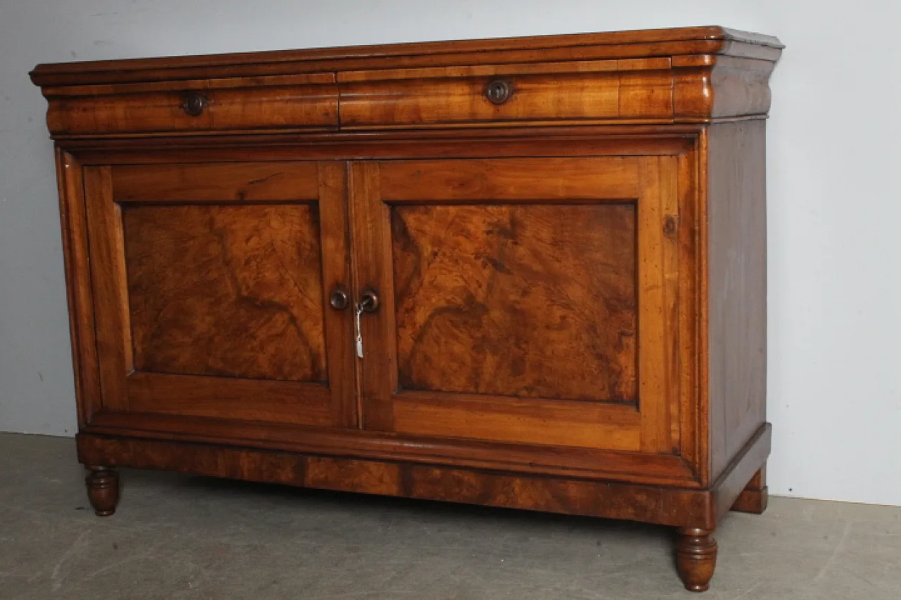 Sideboard Charles X in solid walnut Bologna, early 19th century 2