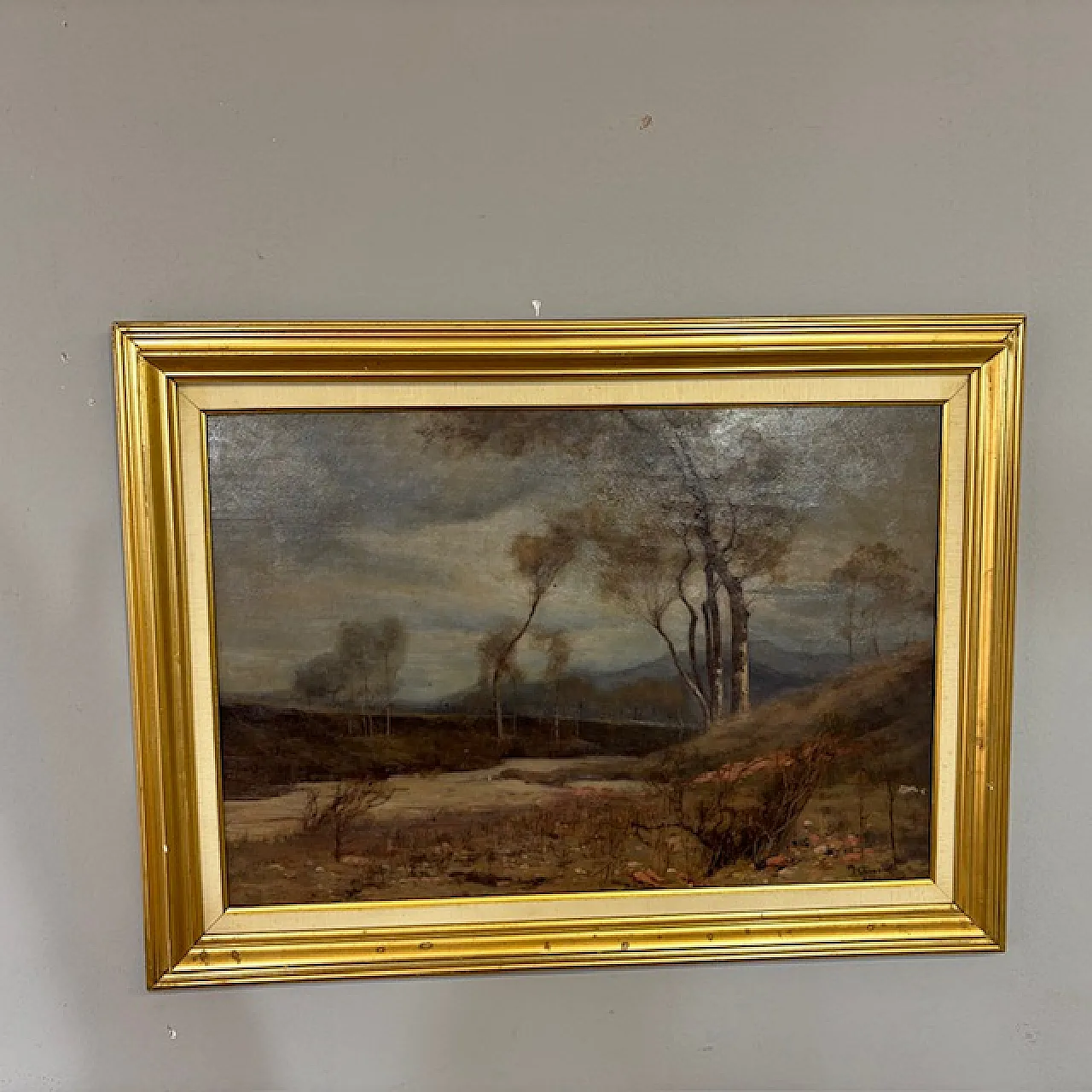 Painting landscape oil on table Alberto Cibrario Turin, 1910 4