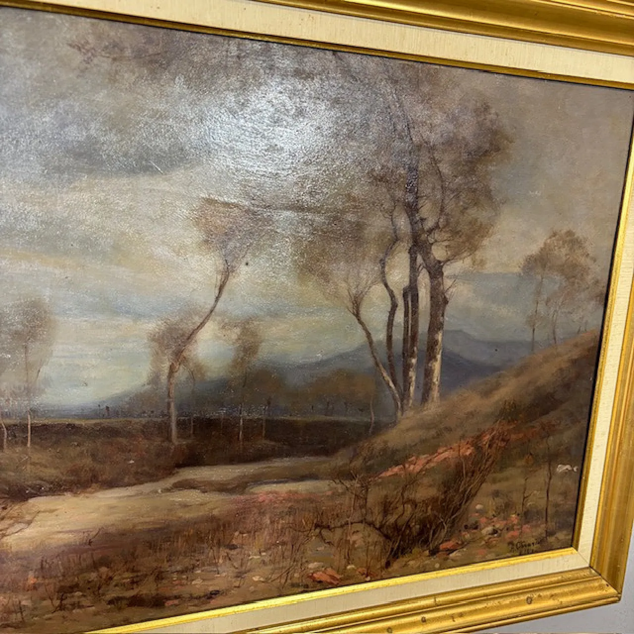 Painting landscape oil on table Alberto Cibrario Turin, 1910 5