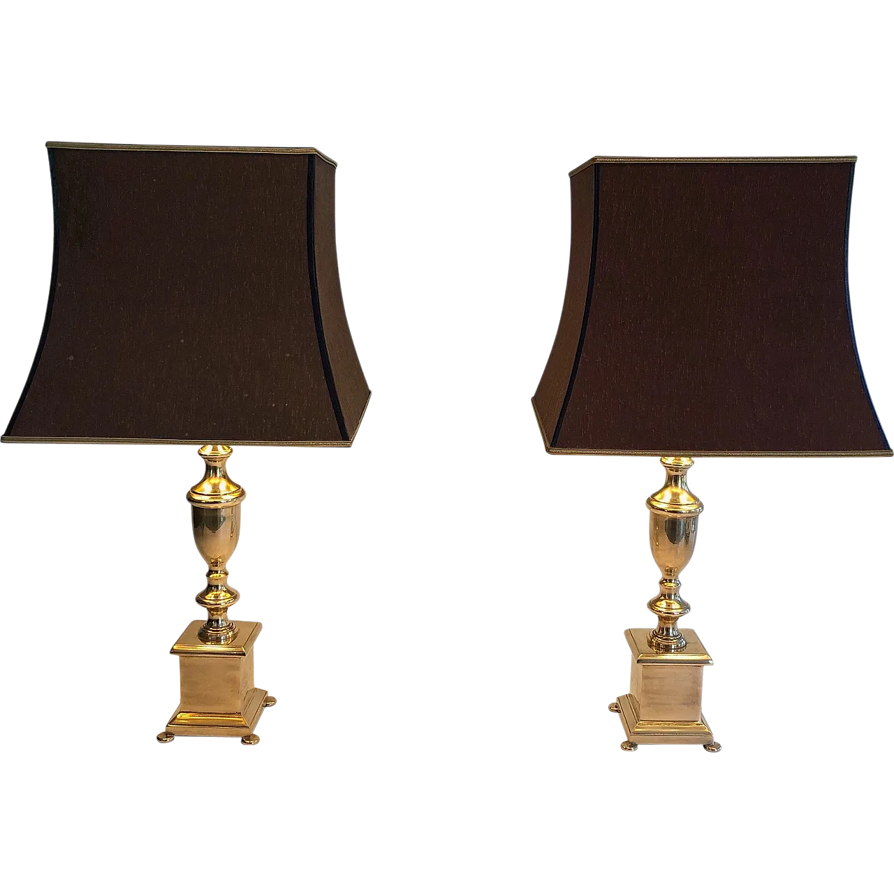 Coppia di lampade da tavolo in ottone in stile neoclassico, anni '40 21