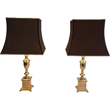 Coppia di lampade da tavolo in ottone in stile neoclassico, anni '40