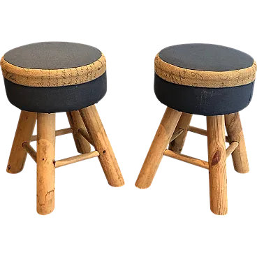 Pair of pine stools, 1970s