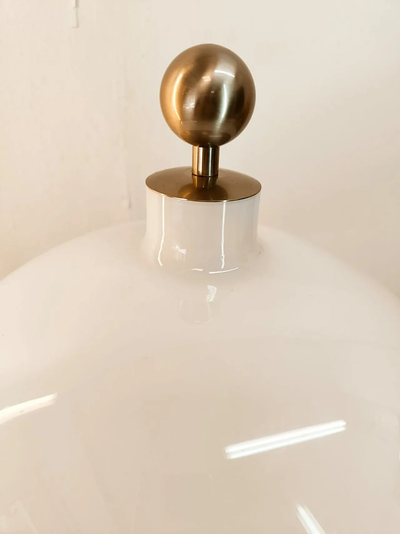 Satin steel lamp with white dome, 1980s 6