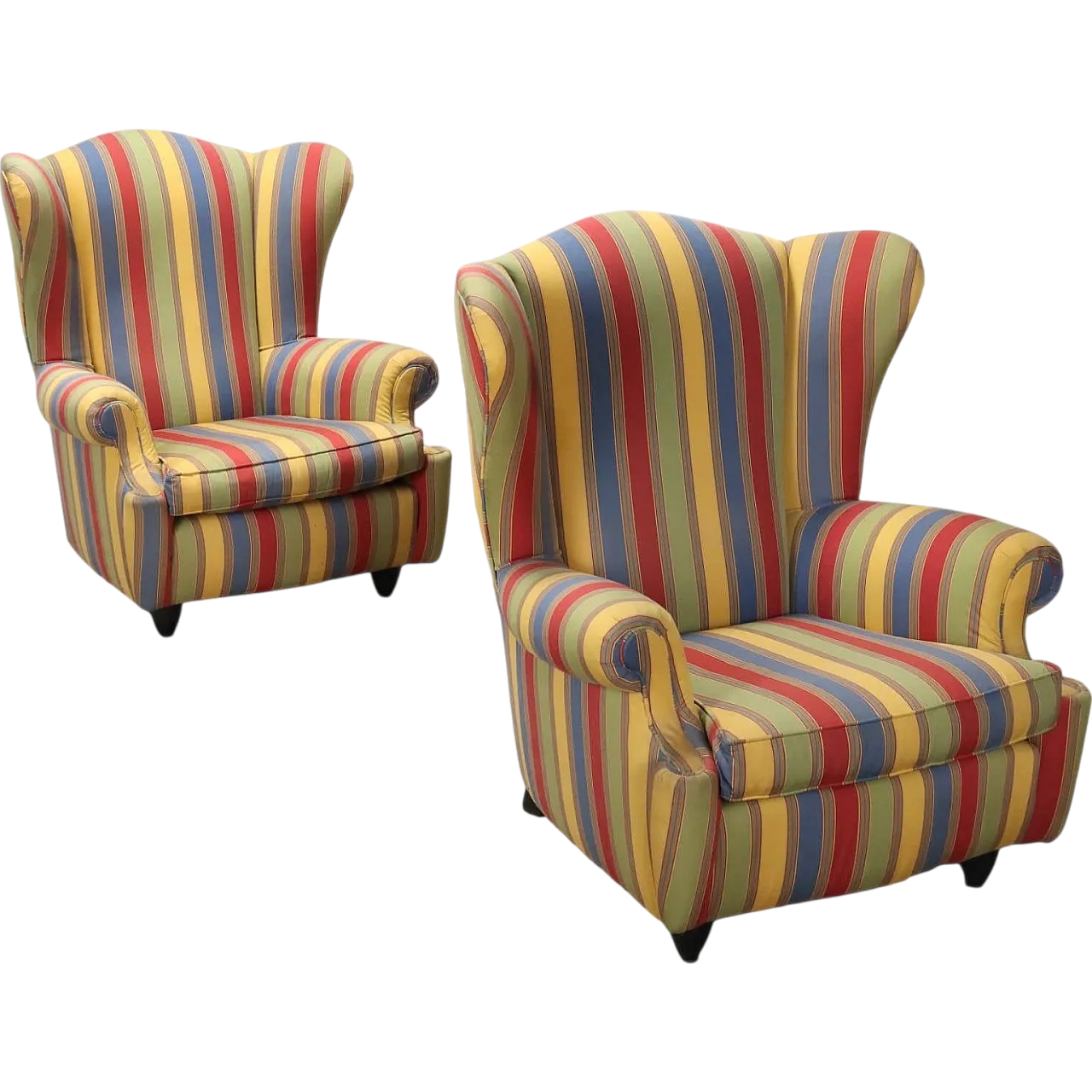 Bergère armchairs in fabric and wood, mid-19th century 11