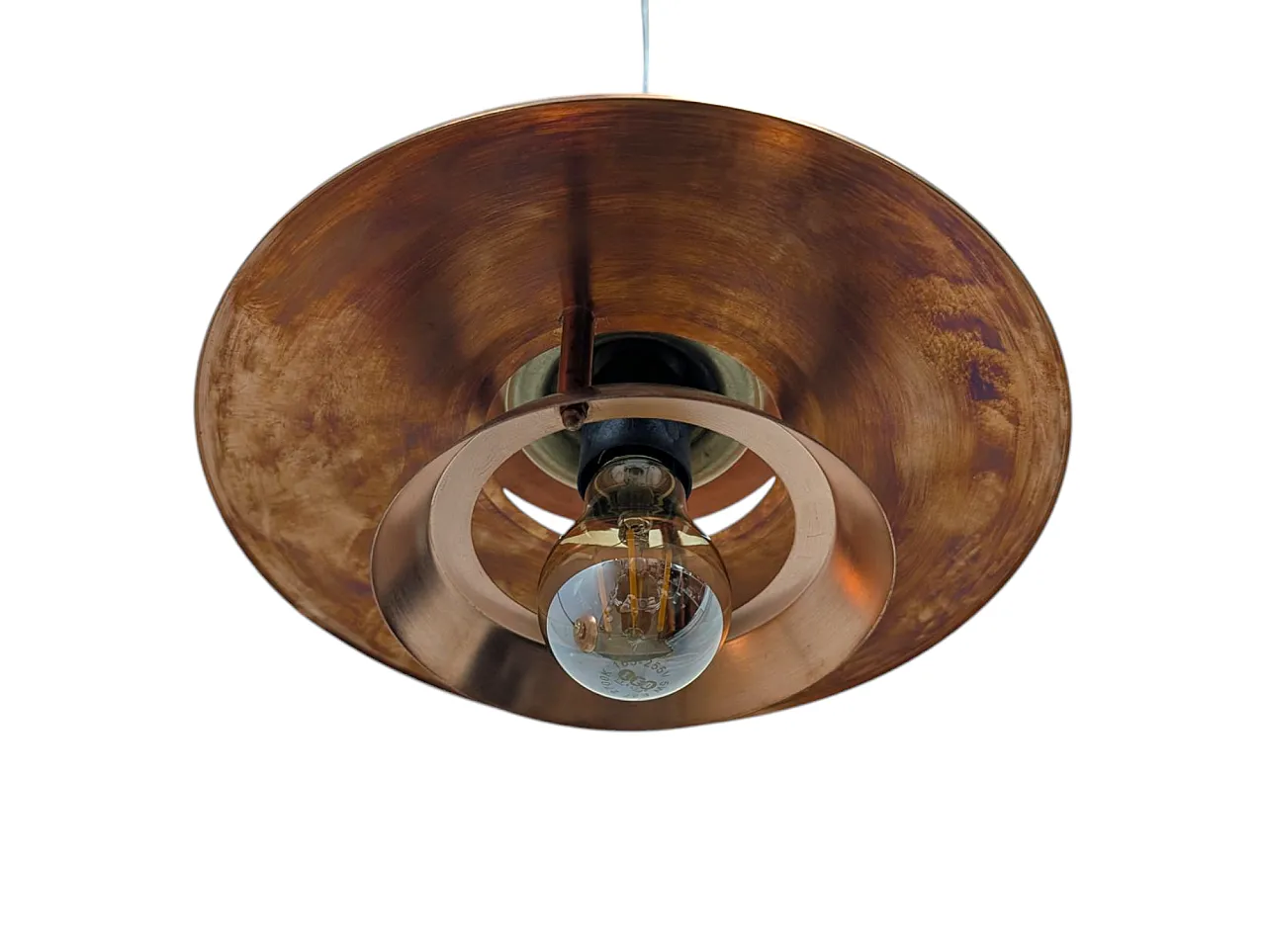 Pair of suspension lamps in copper 70s 7