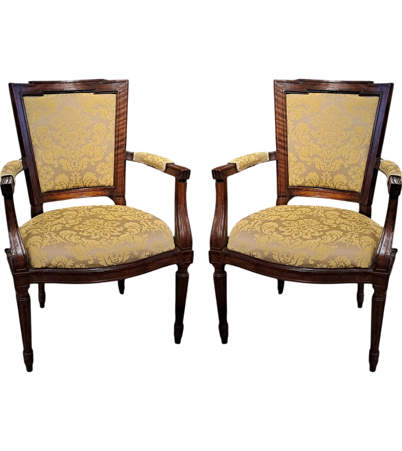 Pair Louis XVI Piedmontese armchairs, 19th century 11