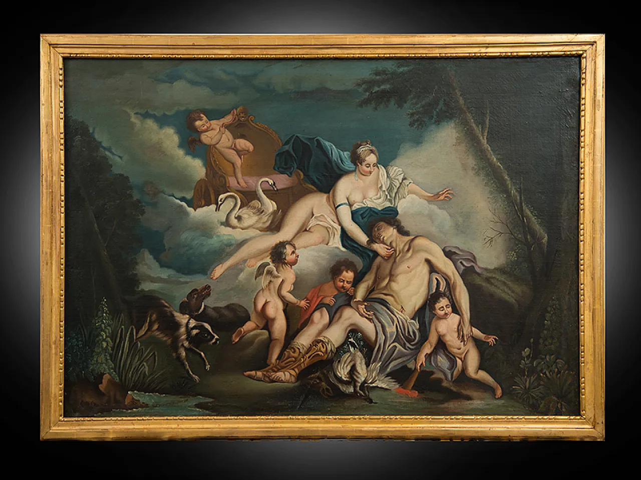 Oil on canvas depicting Venus and Adone Area "Boucher, 18th century 1