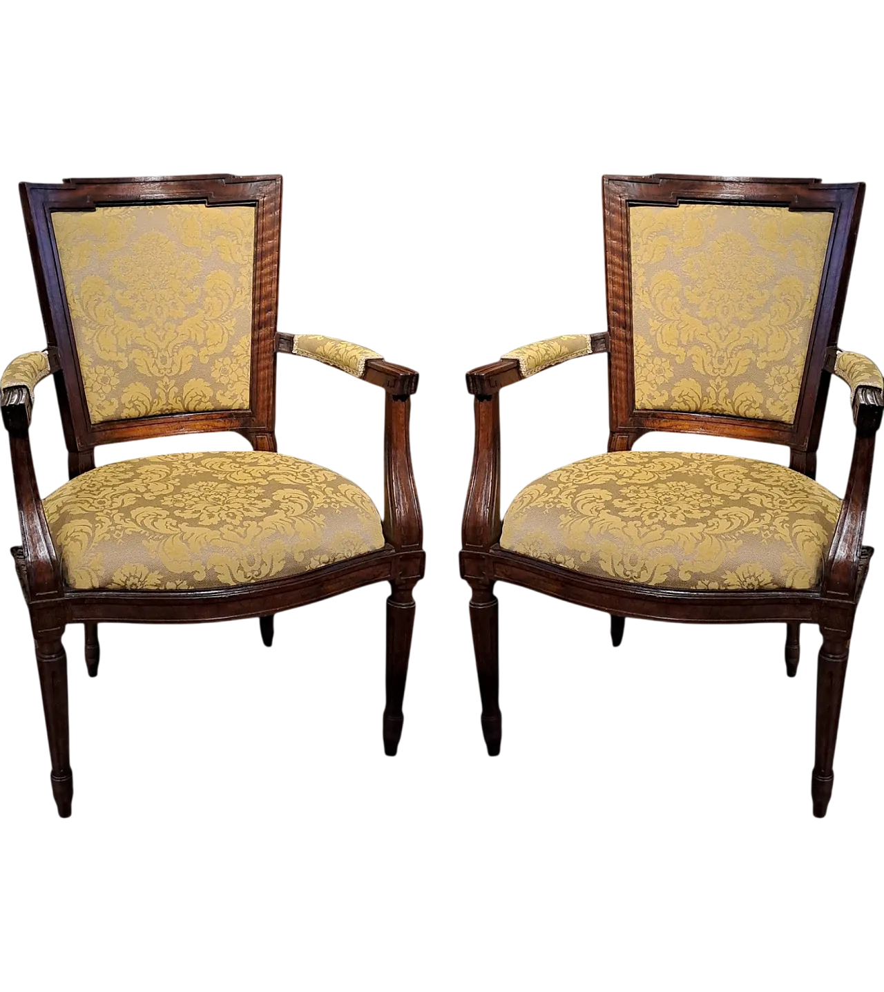 Pair Louis XVI Piedmontese armchairs, 19th century 12