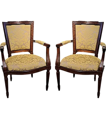 Pair Louis XVI Piedmontese armchairs, 19th century