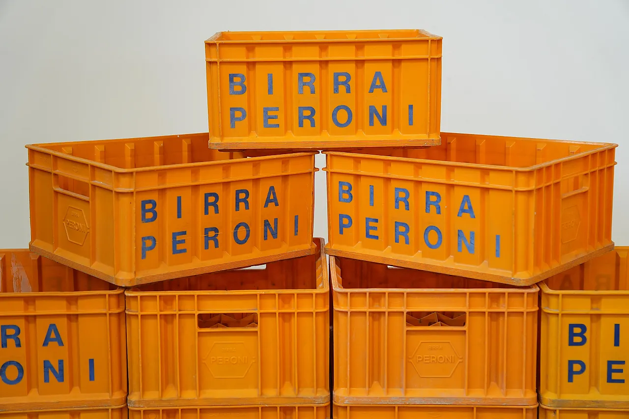 Birra Peroni Plastic Crate Italian Beer Collectible, 70s 10