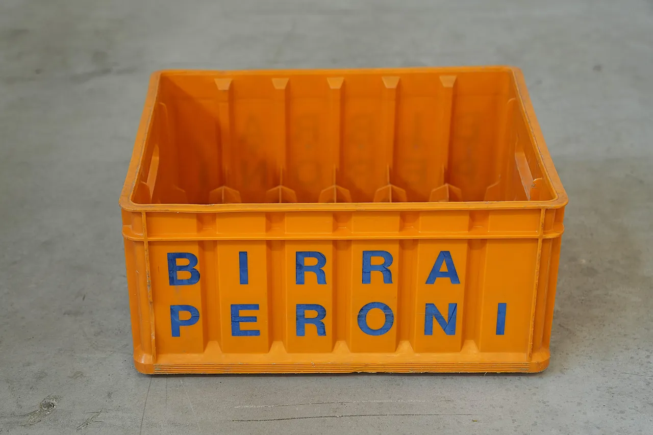 Birra Peroni Plastic Crate Italian Beer Collectible, 70s 12