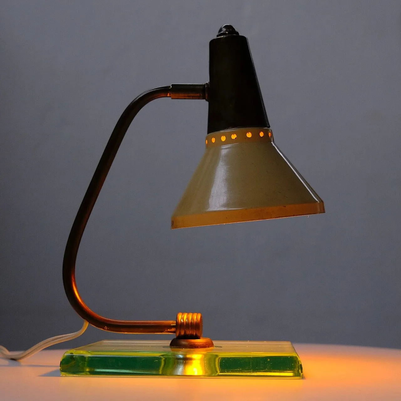 Brass and crystal table lamp, 1940s 2