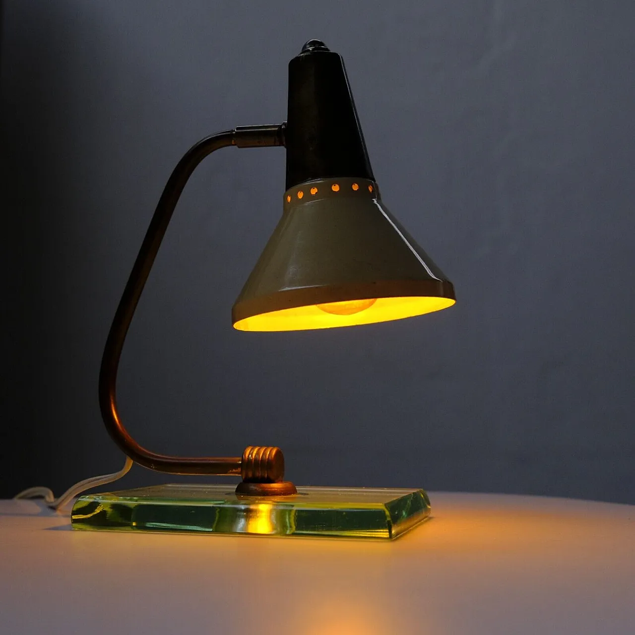 Brass and crystal table lamp, 1940s 4