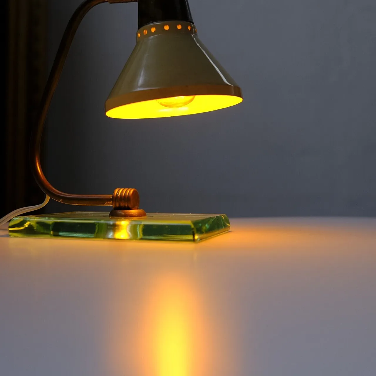 Brass and crystal table lamp, 1940s 7