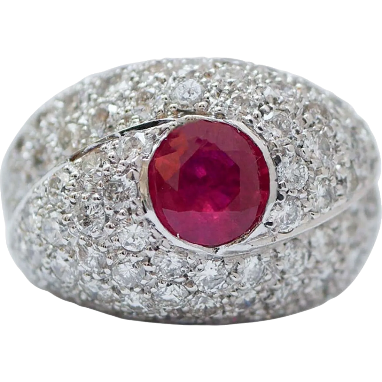 Ruby, diamonds, 14 karat white gold ring, 1960s 7