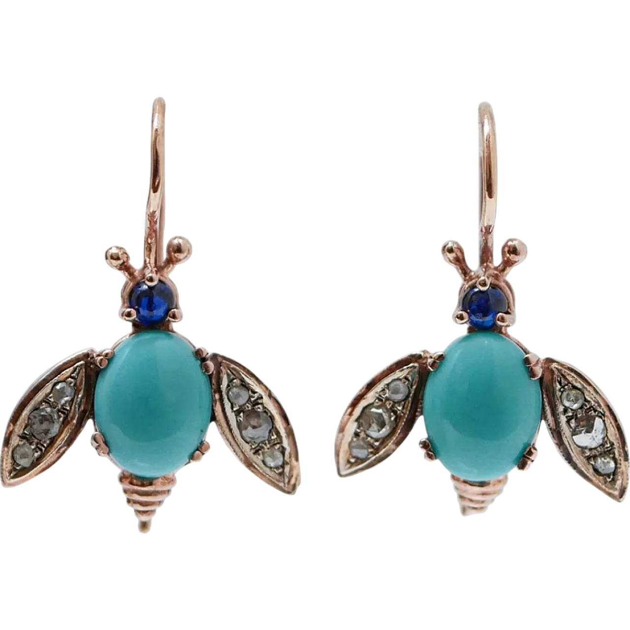 Earrings with magnesite, sapphires, diamonds, gold and silver, 1950s 7