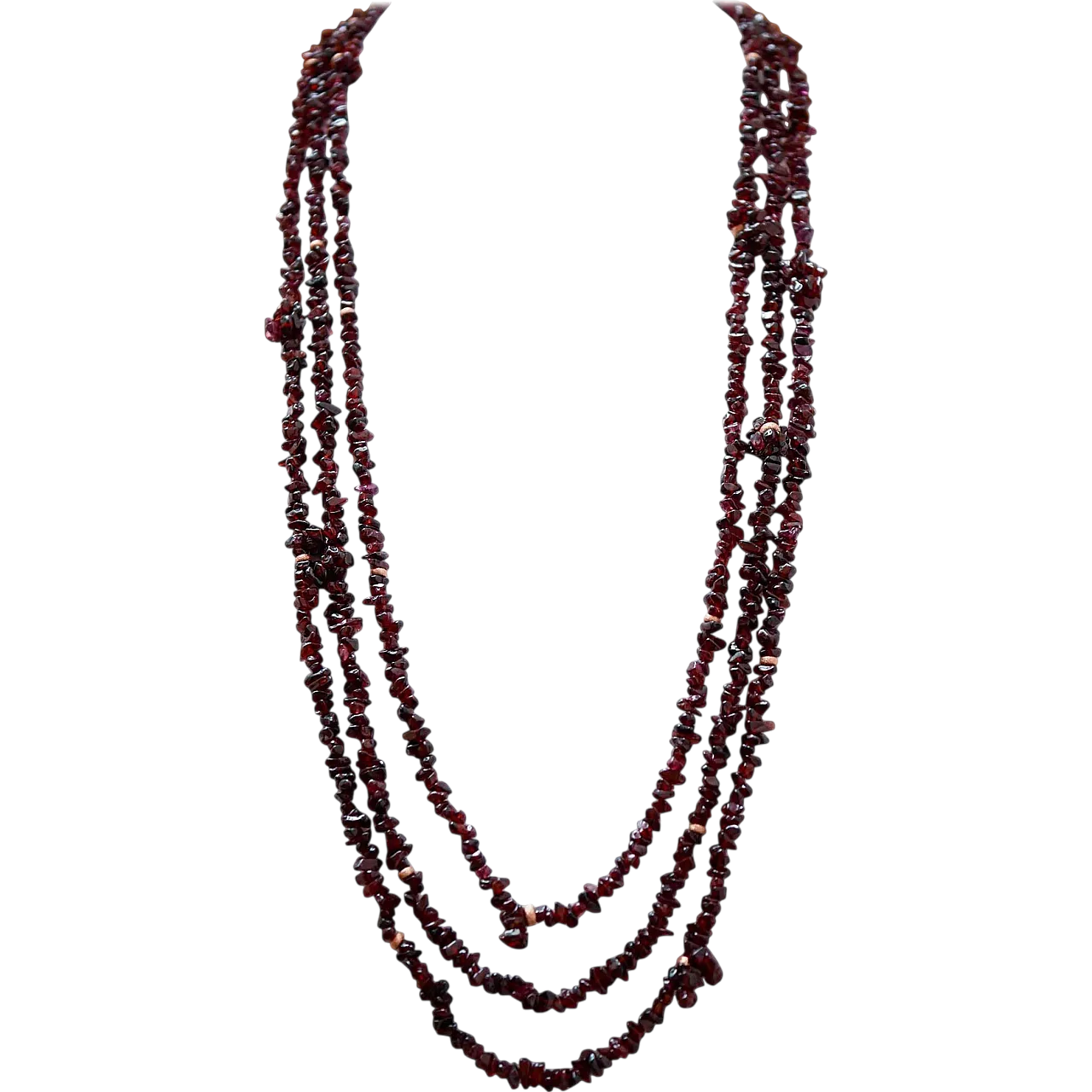 Garnets multi-strands necklace, 1970s 8