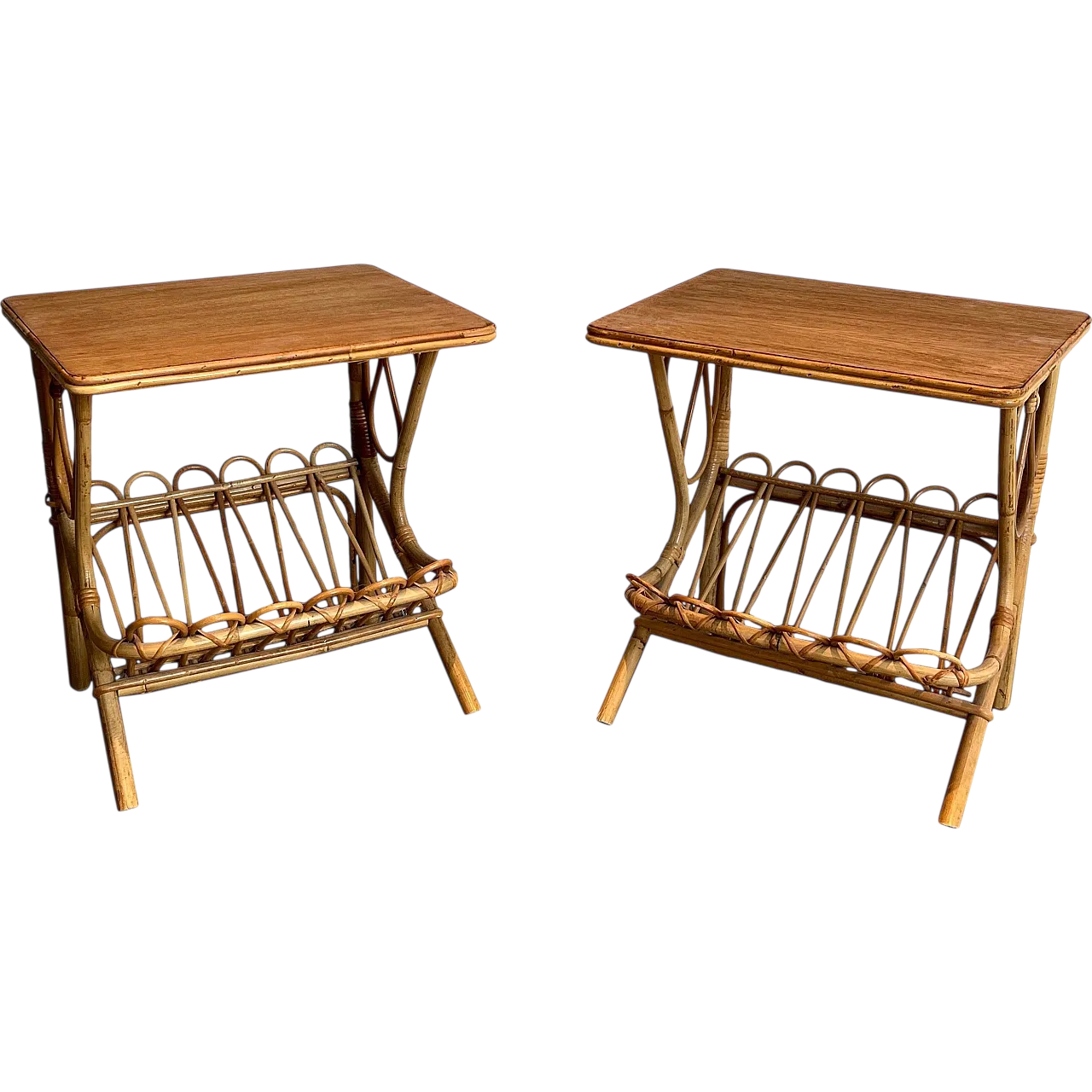 Pair of rattan coffee tables, 1950s 18