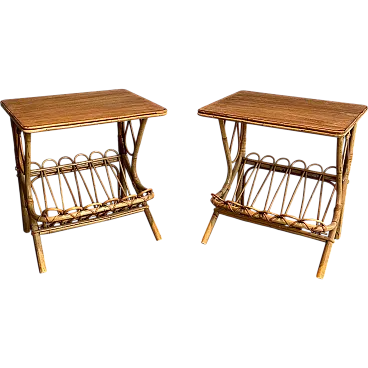 Pair of rattan coffee tables, 1950s