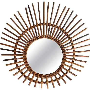 Rattan mirror, 1970s